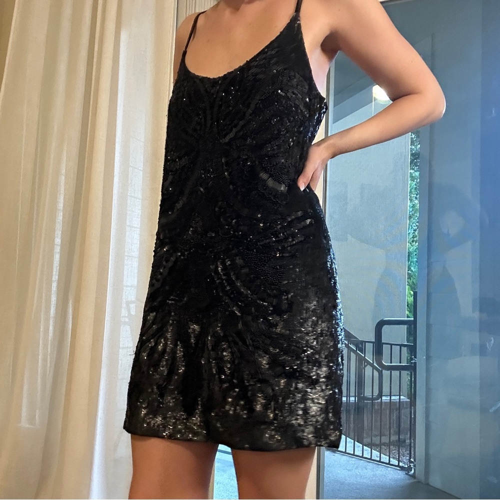 All Saints Black Embellished Mini Dress